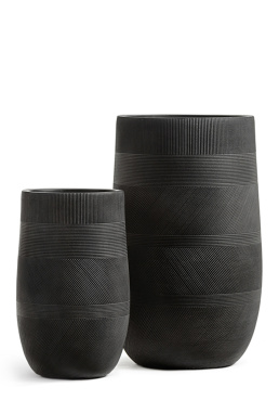 Кашпо TREEZ ERGO - Graphics - Высокая округлая чаша - Чёрный графит