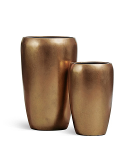 Кашпо TREEZ Effectory - Metal - Высокий округлый конус - Тёмное матовое золото