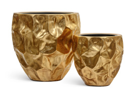Кашпо TREEZ Effectory - Metal - Округлая чаша Design Crumple - Сусальное золото