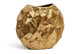 Кашпо TREEZ Effectory - Metal - Плоская сфера Design Crumple - Сусальное золото