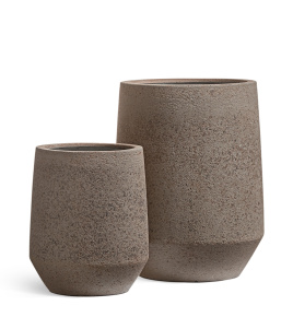 Кашпо TREEZ ERGO - Hard Rock - Высокая трапециевидная чаша - Песок серый беж