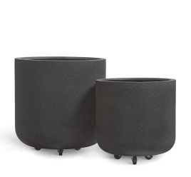 Кашпо TREEZ ERGO - Hard Rock - Цилиндрическая чаша на колёсиках - Чёрный песок