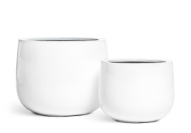 Кашпо TREEZ Effectory - Gloss - Низкая широкая чаша - Белый глянцевый лак
