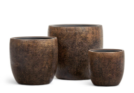 Кашпо TREEZ Effectory - Metal - Конус-чаша - Rough с золотой патиной