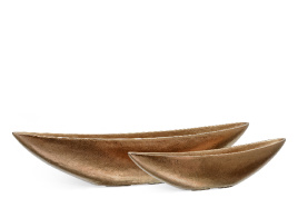 Кашпо TREEZ Effectory - Metal - Ваза-Лодка (2 размера) - Тёмное матовое золото