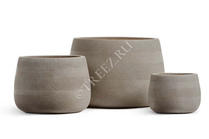 Кашпо TREEZ ERGO - Graphics - Низкая чаша - Капучино фото