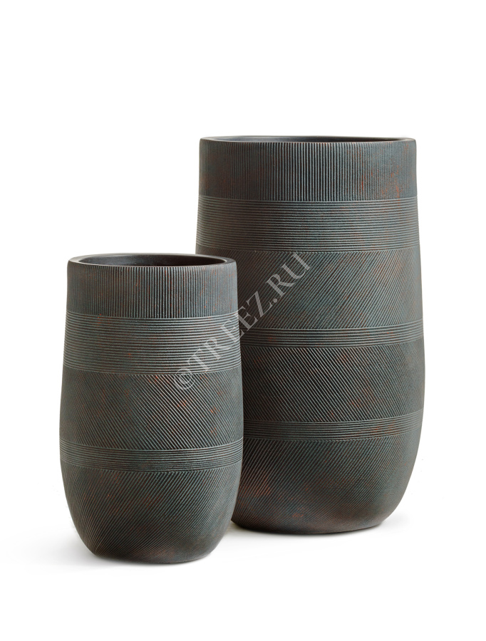 Кашпо TREEZ ERGO - Graphics - Высокая округлая чаша - Окись с медной патиной фото