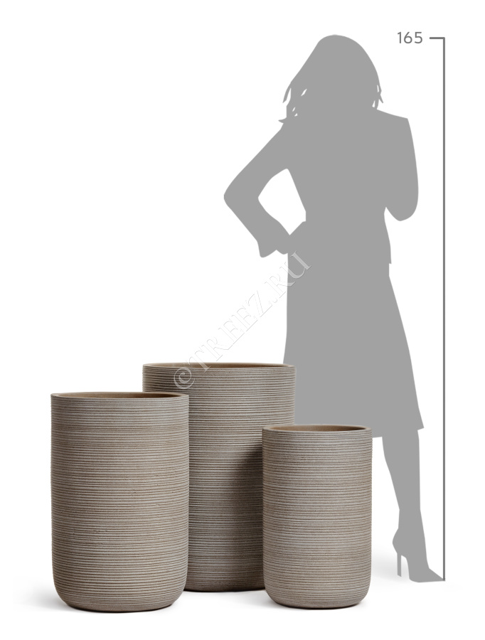 Кашпо TREEZ ERGO - TreeLine - Высокий цилиндр - Капучино фото