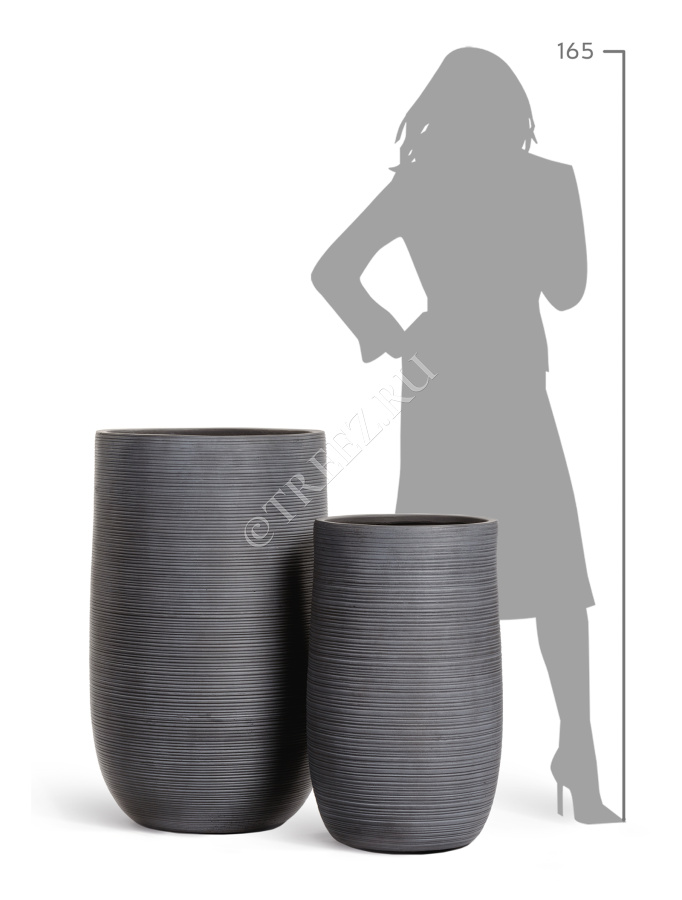 Кашпо TREEZ ERGO - TreeLine - Высокая округлая чаша - Дымчато-серый бетон фото