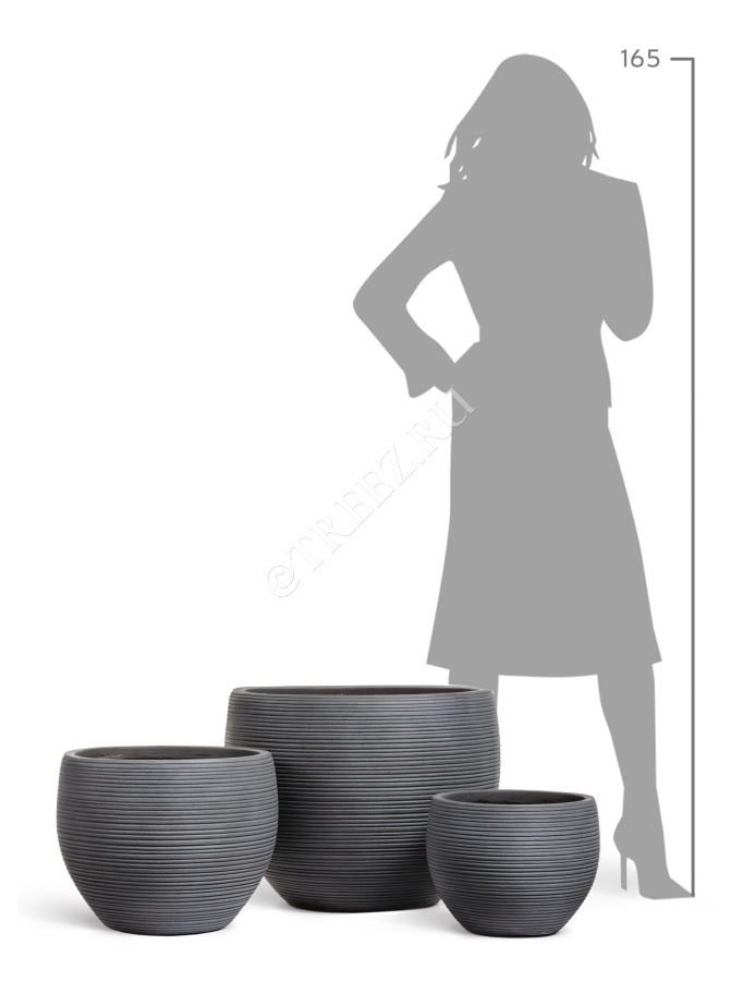 Кашпо TREEZ ERGO - TreeLine - Сферическая чаша - Дымчато-серый бетон фото