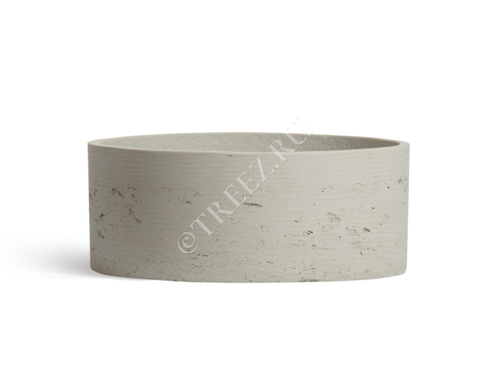 Кашпо TREEZ ERGO - Concrete - Низкий цилиндр - Белый песок фото