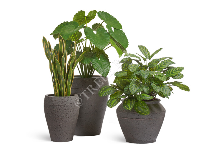 Кашпо TREEZ ERGO - Nero - Амфора - Чёрный туф фото