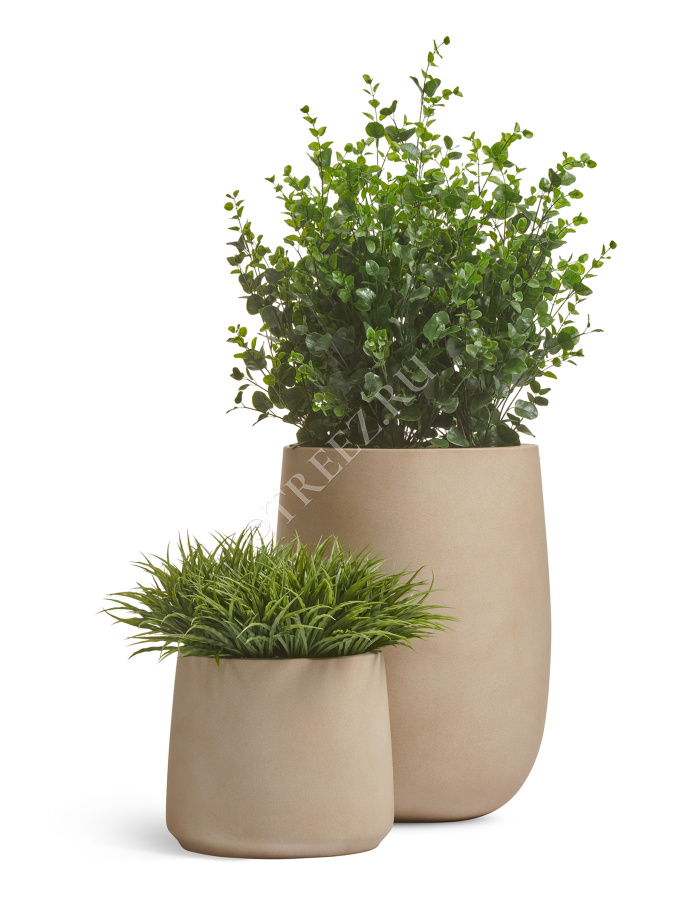 Кашпо TREEZ ERGO - Fine Rock - Высокая округлая чаша - Песок тёплый беж фото