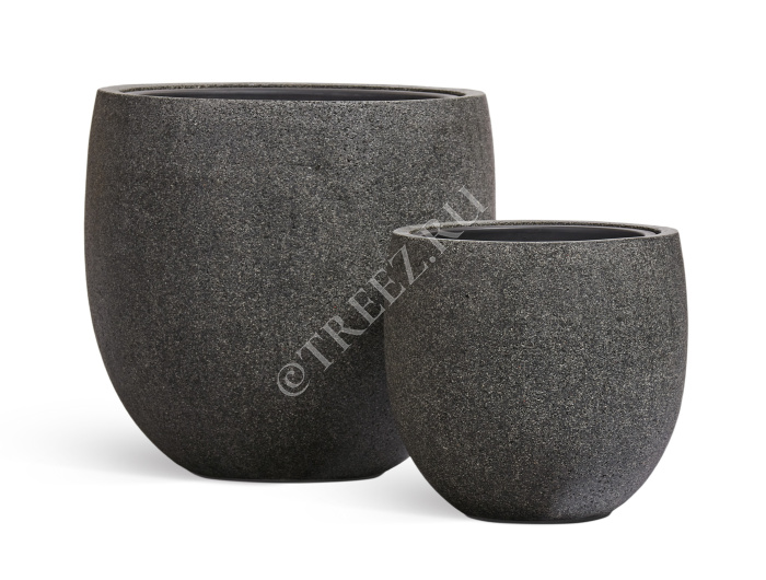 Кашпо TREEZ Effectory - Stone - Чаша classic - Тёмно-серый камень фото