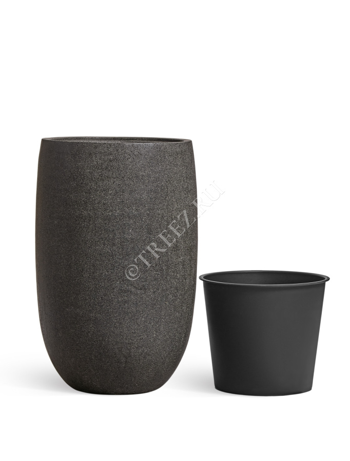 Кашпо TREEZ Effectory - Stone - Высокая чаша - Тёмно-серый камень фото