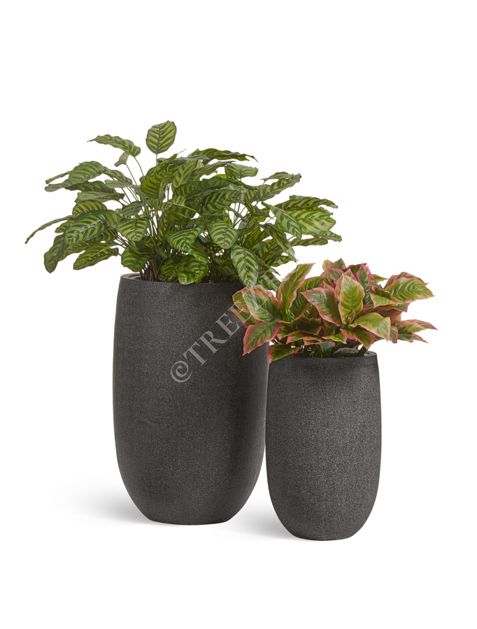 Кашпо TREEZ Effectory - Stone - Высокая чаша - Тёмно-серый камень фото