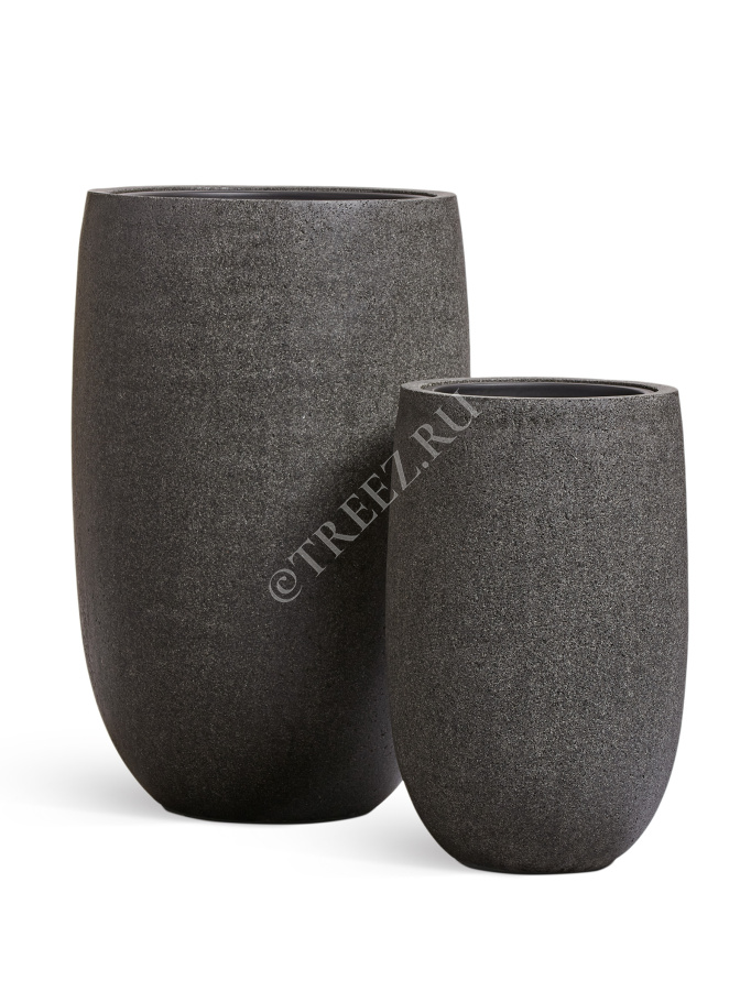 Кашпо TREEZ Effectory - Stone - Высокая чаша - Тёмно-серый камень фото