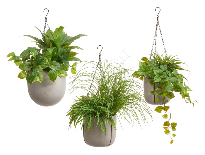 Кашпо TREEZ Effectory - Beton - Чаша подвесная - Белый песок фото