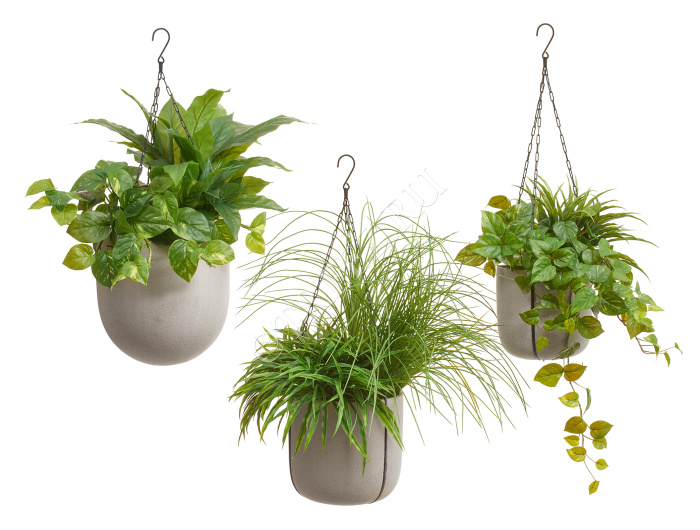 Кашпо TREEZ Effectory - Beton - Чаша большая подвесная - Белый песок фото