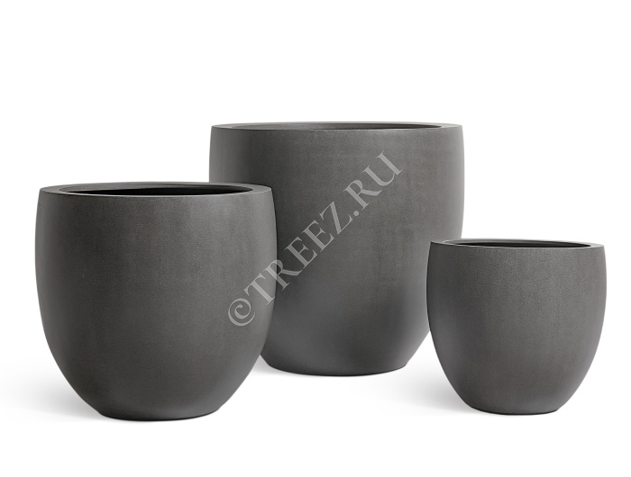Кашпо TREEZ Effectory - Beton - Большой округлый конус - Тёмно-серый бетон фото