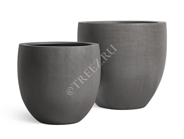 Кашпо TREEZ Effectory - Beton - Большой округлый конус - Тёмно-серый бетон фото
