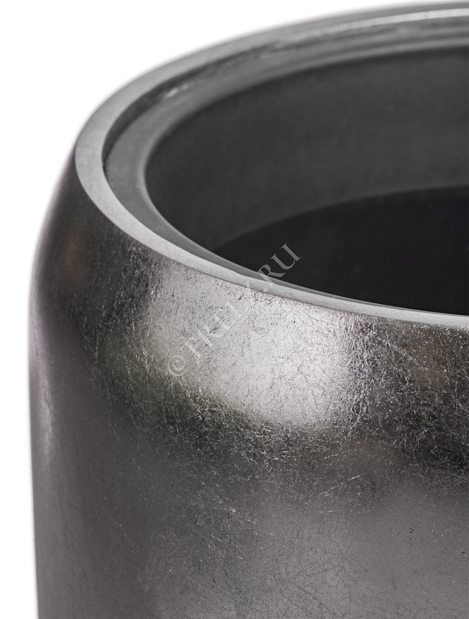 Кашпо TREEZ Effectory - Metal - Высокий округлый конус - Стальное серебро фото