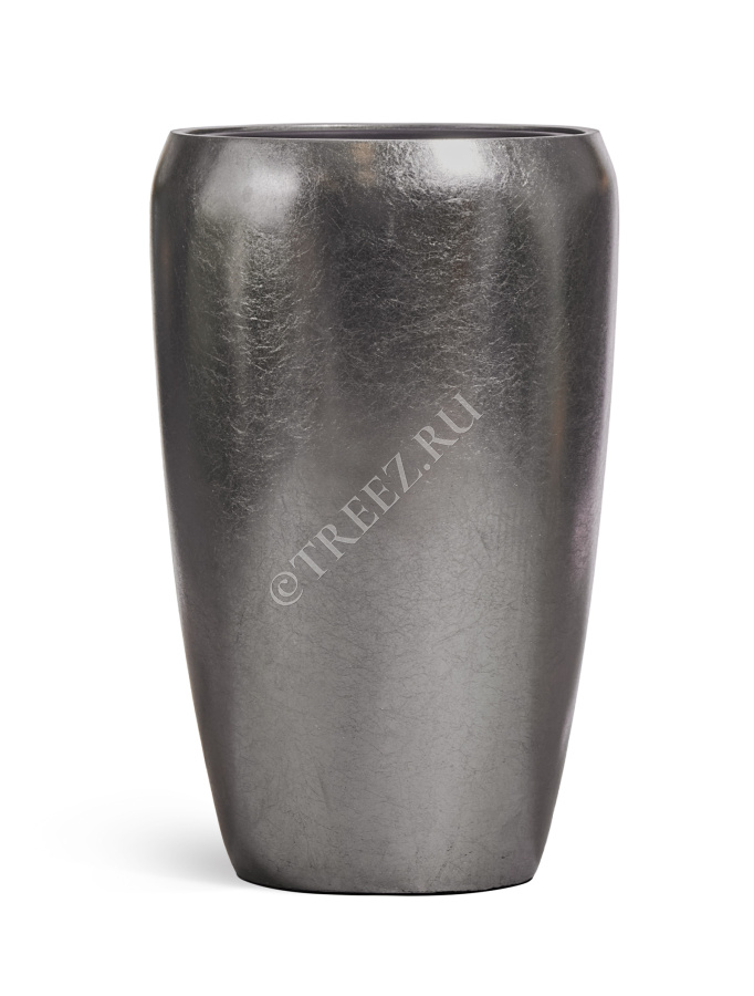 Кашпо TREEZ Effectory - Metal - Высокий округлый конус - Стальное серебро фото