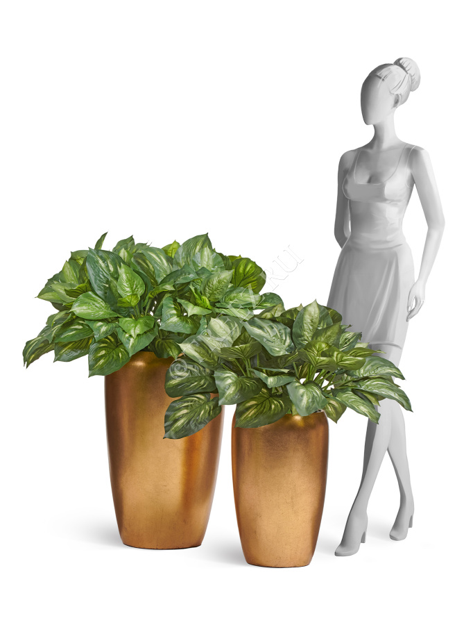 Кашпо TREEZ Effectory - Metal - Высокий округлый конус - Сусальное золото фото