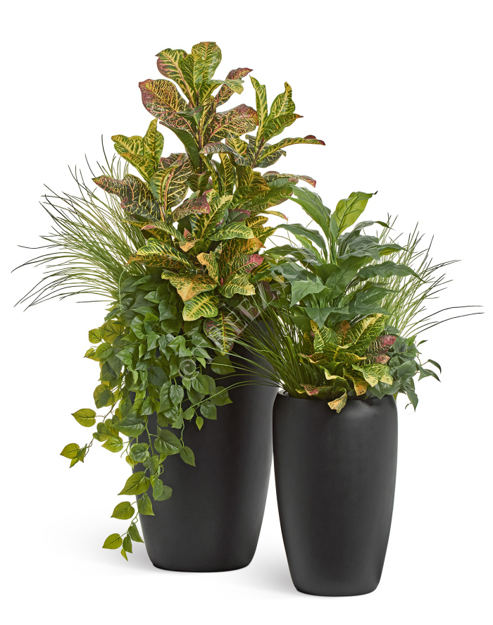 Кашпо TREEZ Effectory - Black Stone - Высокий округлый конус - Антрацит фото