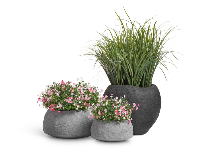 Кашпо TREEZ Effectory - Organic - Сфера - Тёмно-серый камень фото