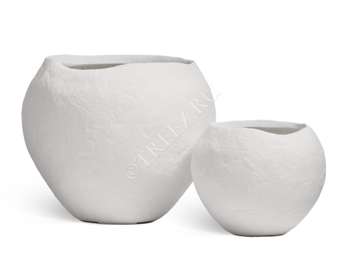 Кашпо TREEZ Effectory - Organic - Сфера - Белый камень фото