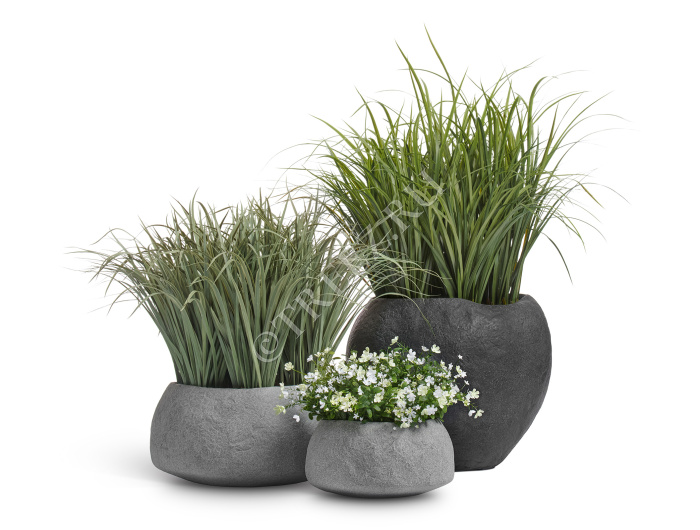 Кашпо TREEZ Effectory - Organic - Низкая чаша - Серый ледник фото