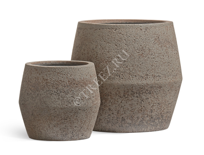 Кашпо TREEZ ERGO - Hard Rock - Ромбовидная чаша - Песок серый беж фото