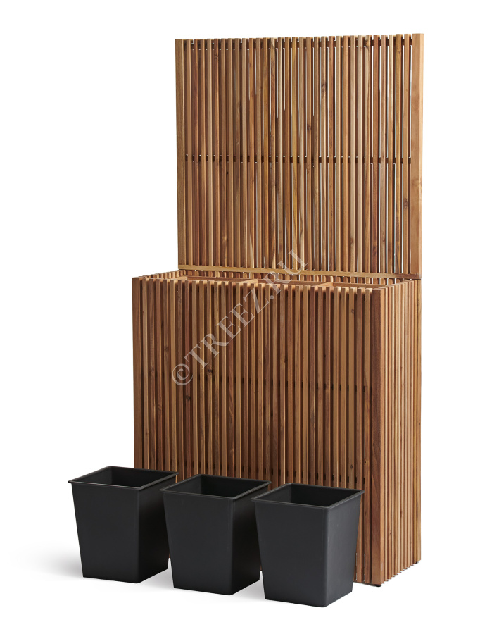 Кашпо TREEZ Effectory - Timberline - Высокий дивайдер со стенкой - Тёмное дерево фото