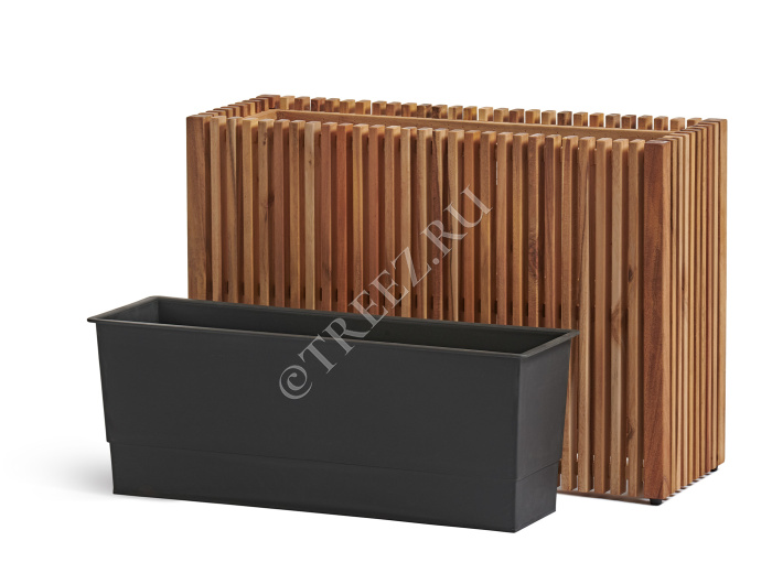 Кашпо TREEZ Effectory - Timberline - Низкий узкий дивайдер - Тёмное дерево фото