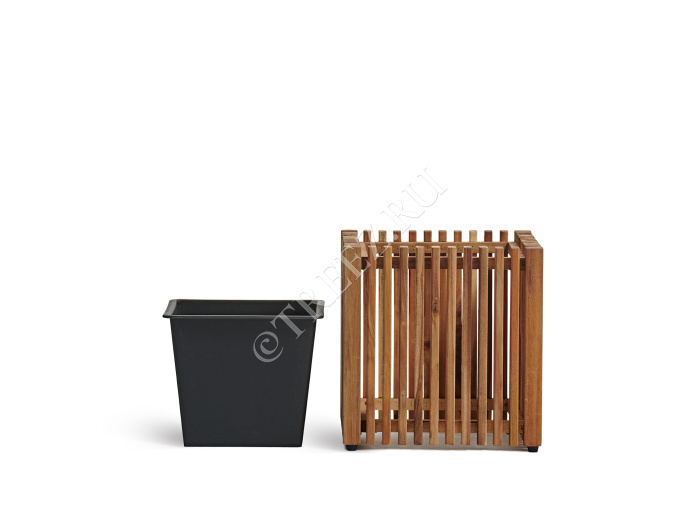 Кашпо TREEZ Effectory - Timberline - Куб - Тёмное дерево фото