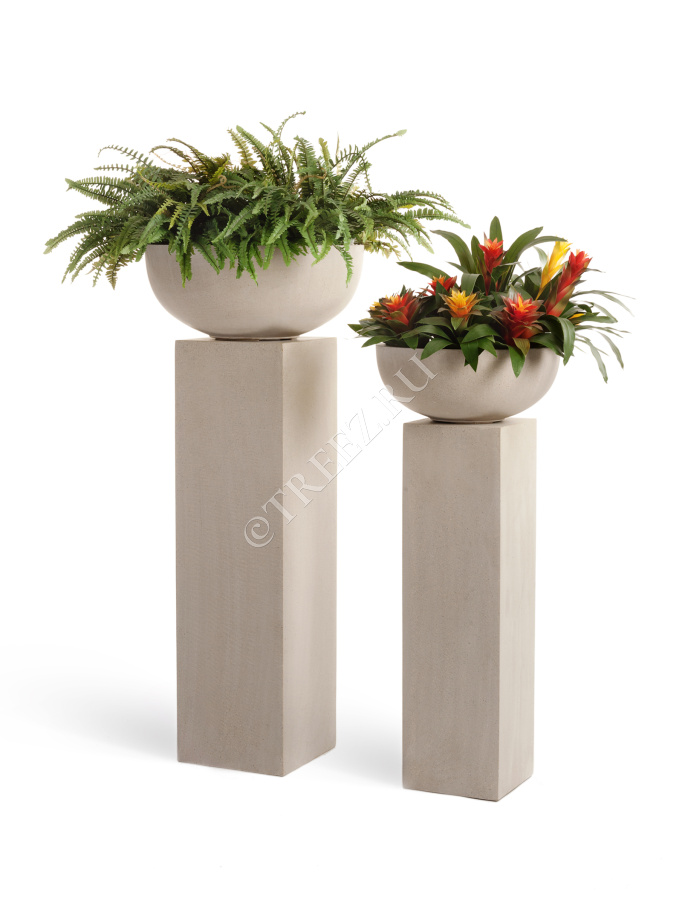 Кашпо TREEZ Effectory - Beton - Колонна - Белый песок фото