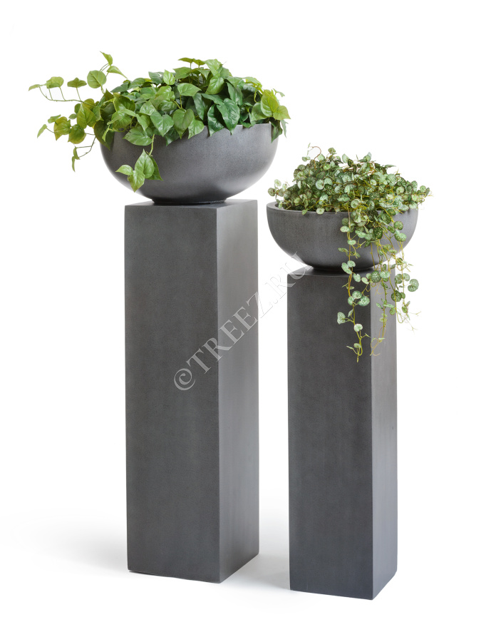 Кашпо TREEZ Effectory - Beton - Колонна - Тёмно-серый бетон фото