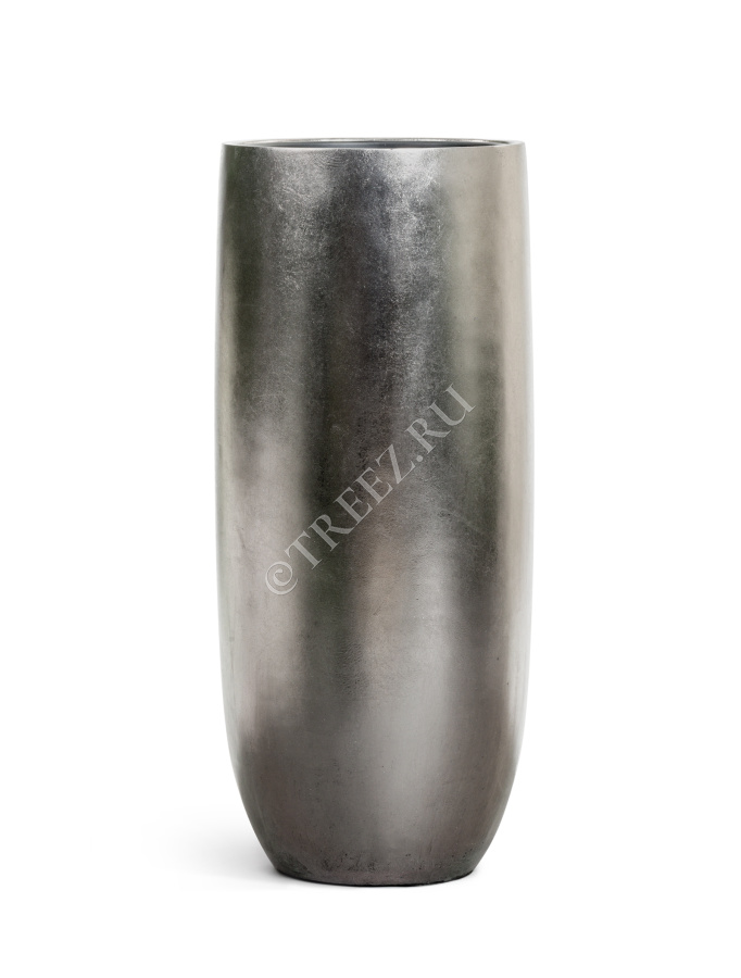 Кашпо TREEZ Effectory - Metal - Высокий округлый конус - Стальное серебро фото