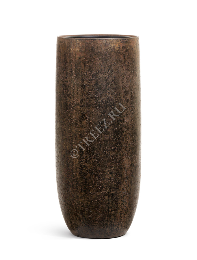 Кашпо TREEZ Effectory - Metal - Высокий округлый конус - Rough с золотой патиной фото