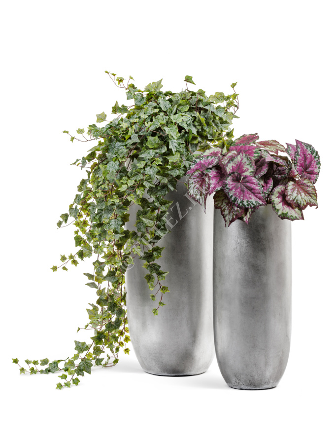 Кашпо TREEZ Effectory - Metal - Высокий округлый конус - Серебро фото