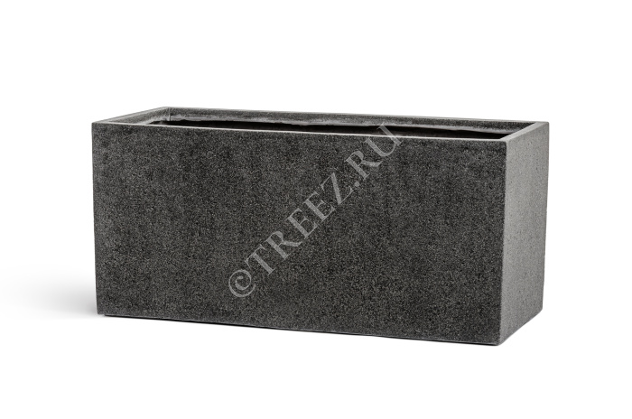Кашпо TREEZ Effectory - Stone - Низкий прямоугольник - Тёмно-серый камень фото
