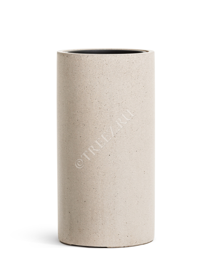 Кашпо TREEZ Effectory - Beton - Высокий цилиндр - Белый песок фото