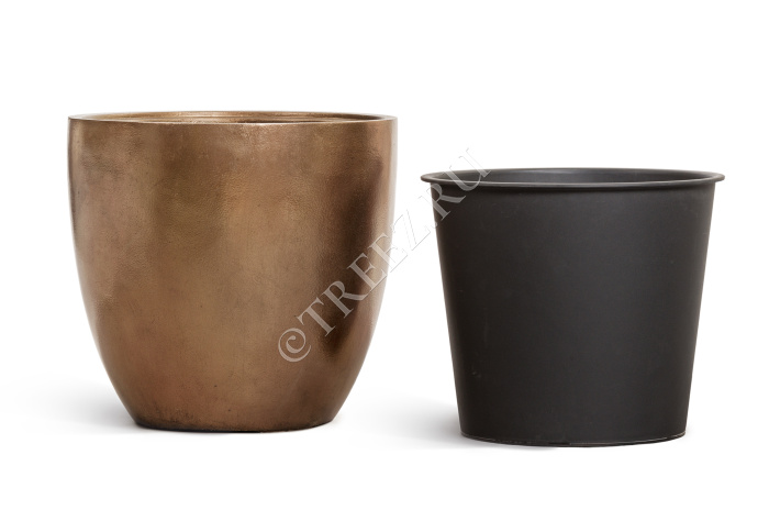 Кашпо TREEZ Effectory - Metal - Округлый конус - Тёмное-матовое золото фото