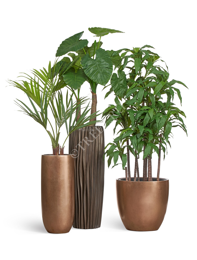 Кашпо TREEZ Effectory - Metal - Округлый конус - Тёмное-матовое золото фото