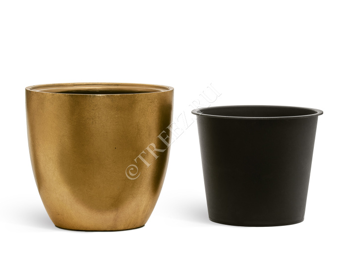 Кашпо TREEZ Effectory - Metal - Округлый конус - Сусальное золото фото