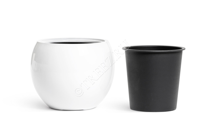 Кашпо TREEZ Effectory - Gloss - Полусфера - Белый глянцевый лак фото