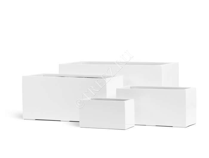 Кашпо TREEZ Effectory - Gloss - Низкий прямоугольник - Белый глянцевый лак фото