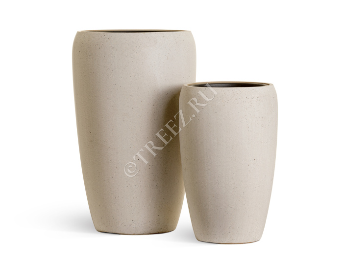 Кашпо TREEZ Effectory - Beton - Высокий округлый конус - Белый песок фото
