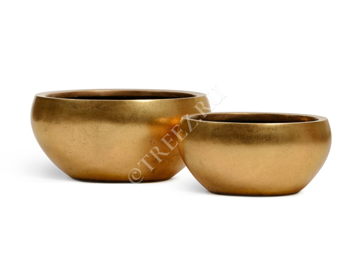Кашпо TREEZ Effectory - Metal - Низкая полусфера - Сусальное золото фото